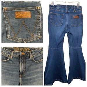 WRANGLER High Rise Flare Jeans Womens 30x30 Medium Wash Denim Y2K Style Western